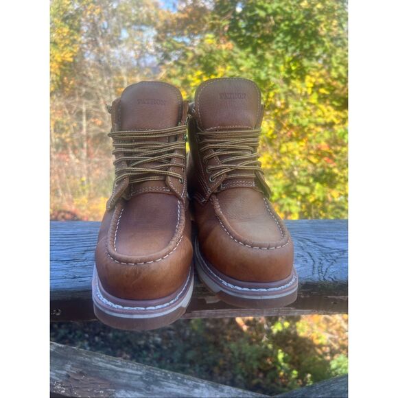 Patron Style 714 Crazy Brown Moc/Soft Toe Leather Boots Sz 10.5 - Picture 7 of 8